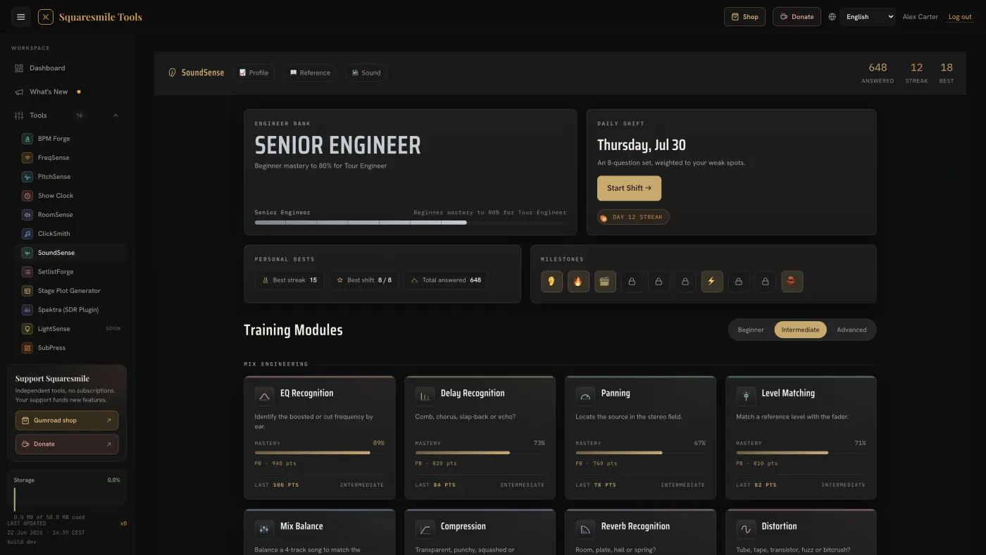 SoundSense — the main screen