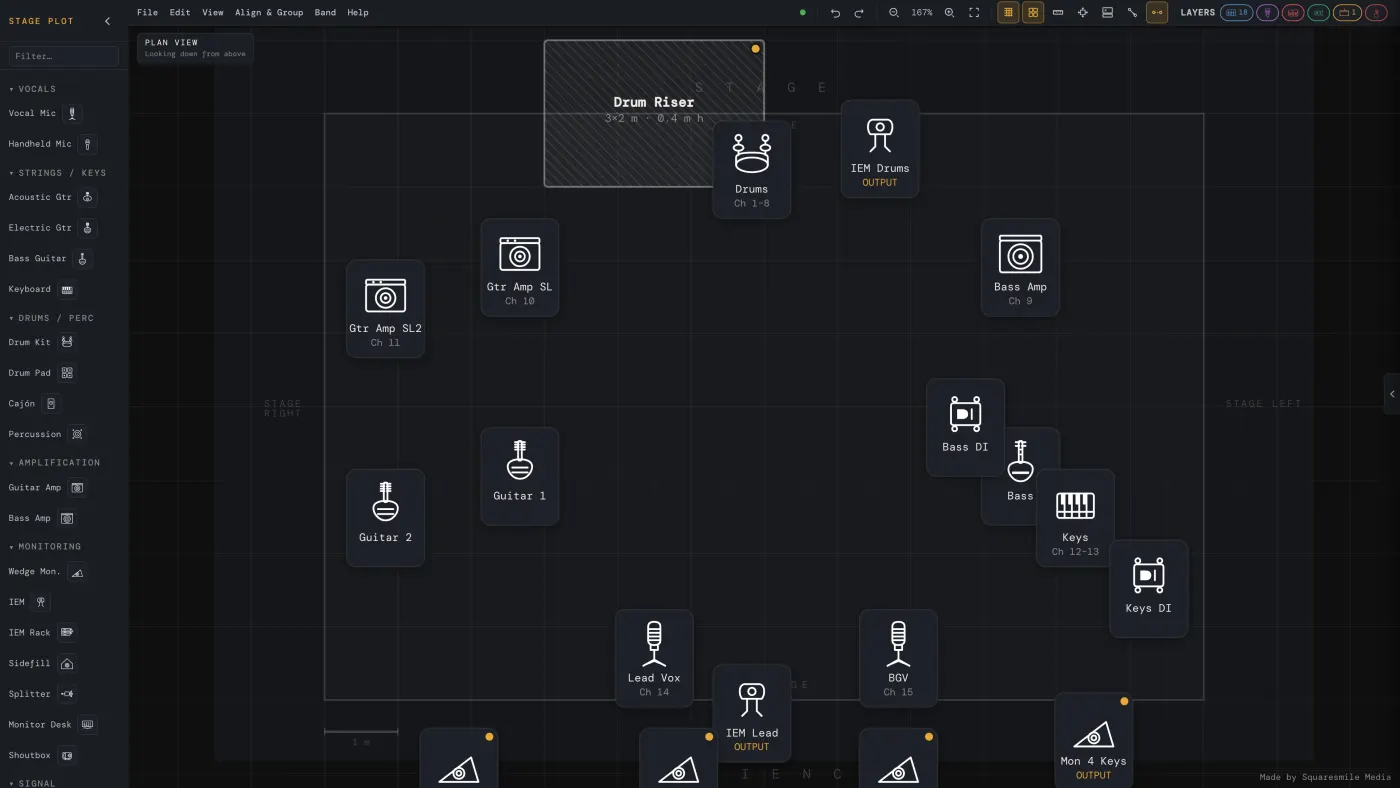 Stage Plot Generator — the main screen
